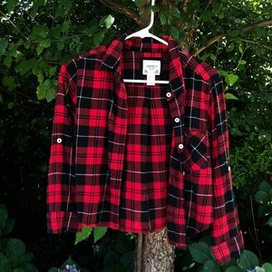 FOREVER 21 RED CROPPED FLANNEL EXCELLENT CONDITION